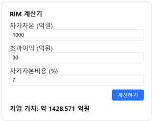 RIM(초과이익모형) 계산