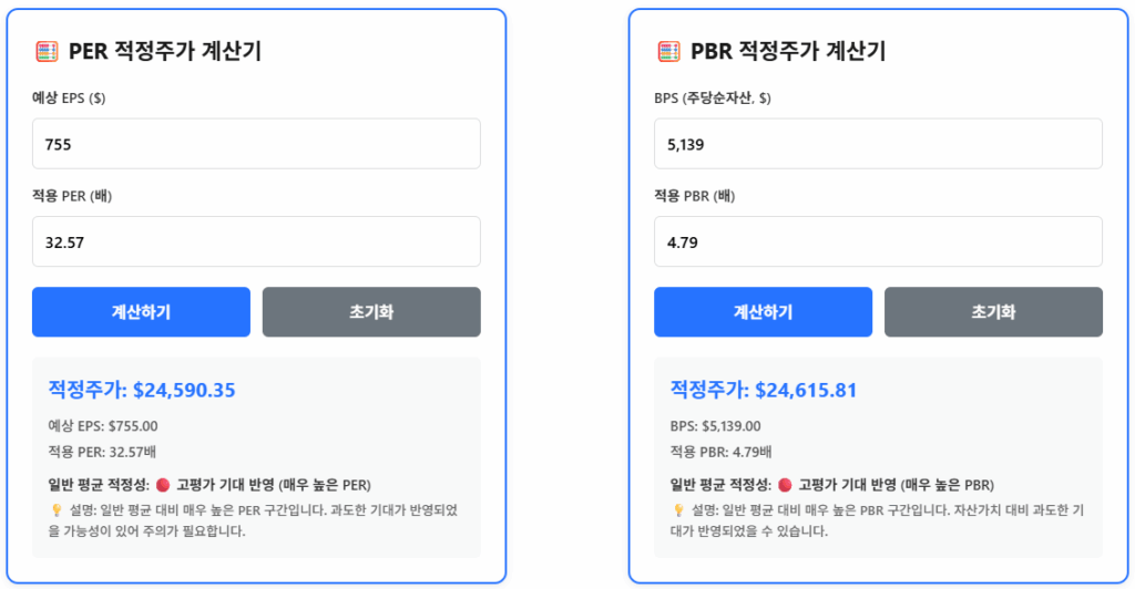 적정주가 계산기 사용 예시(2025년 예상 재무의 삼성중공업)